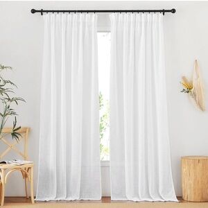 2 Panels Linen Blend Sheer Window Curtain 108” long x 52” wide per panel drapes